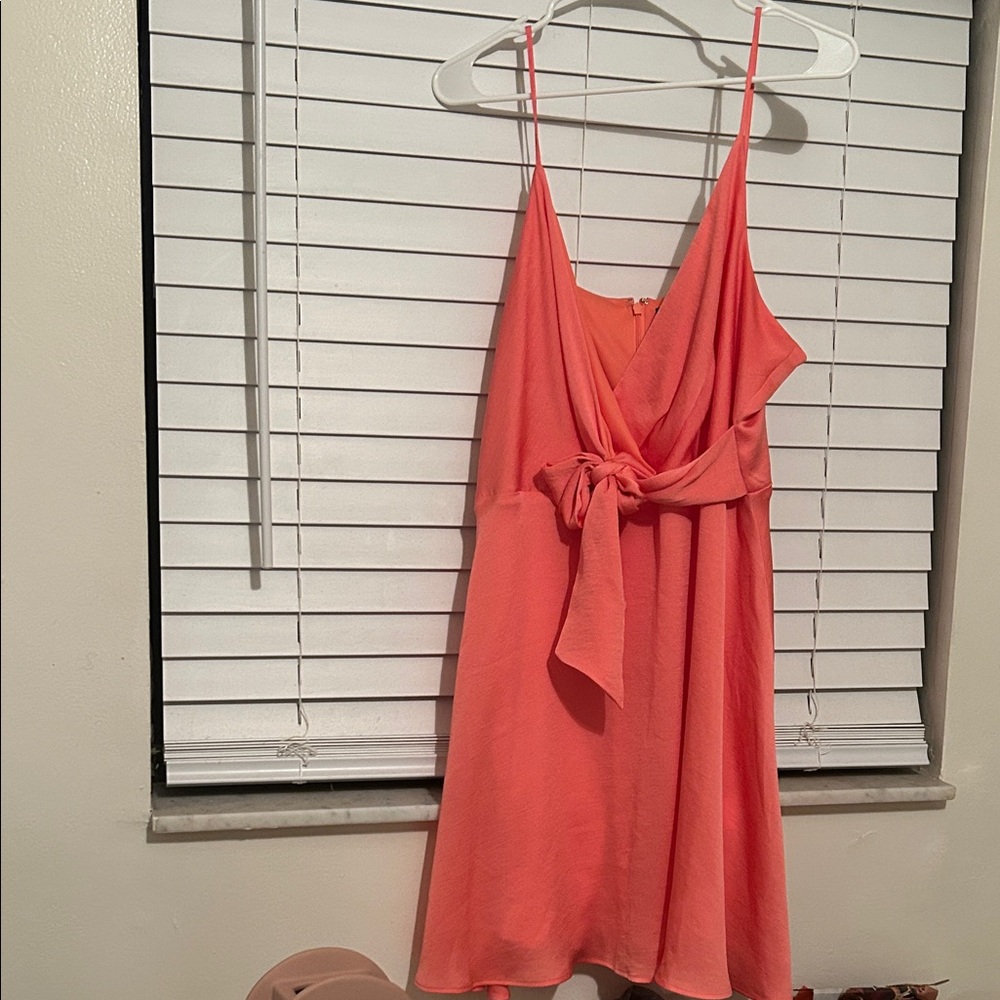 Express Vibrant Coral Mini Dress